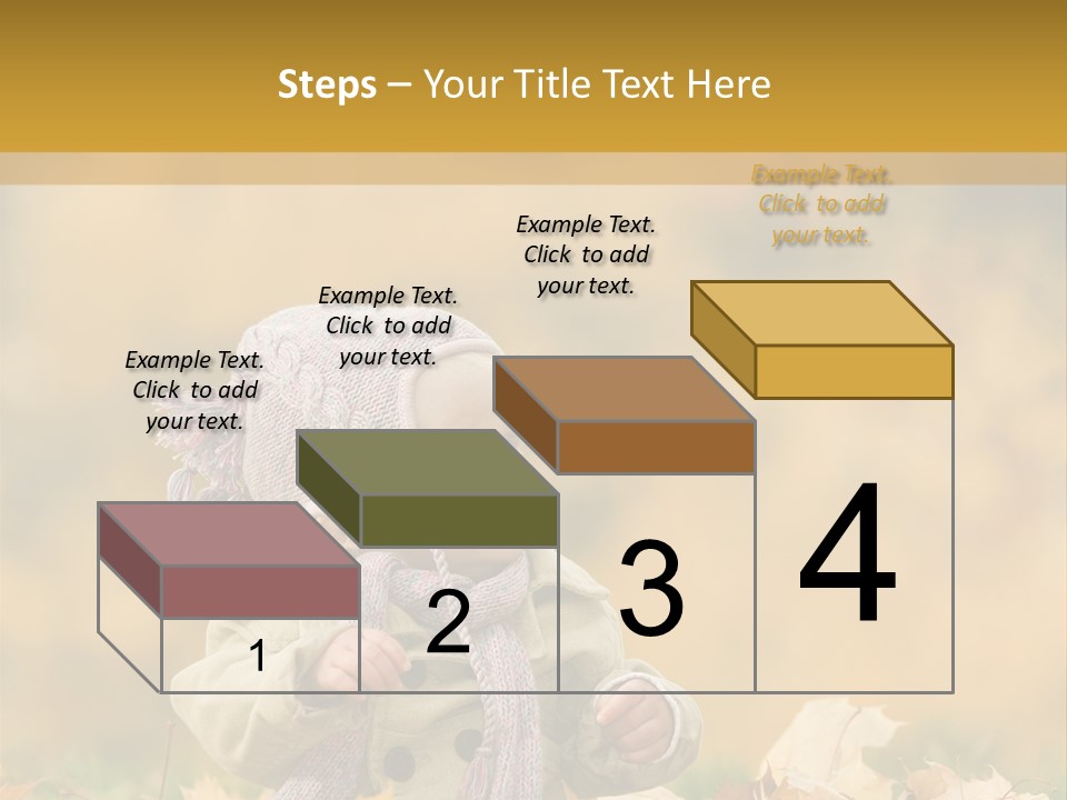 Autumn Color Cute Baby Yellow Leaf PowerPoint Template