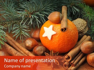 Christmas Tree Walnut Cinnamon Stick PowerPoint Template