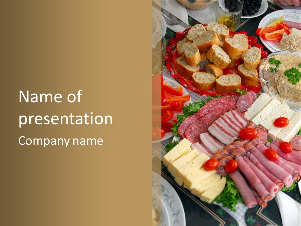 Gourmet Salami Feta PowerPoint Template