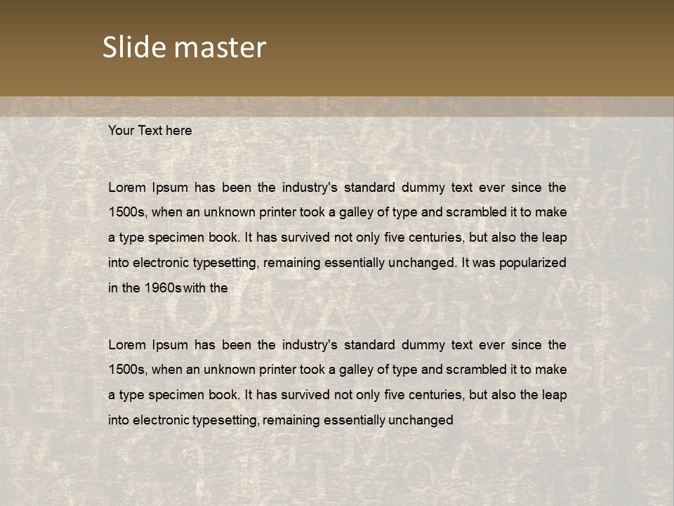 Background Brown Alphabet PowerPoint Template