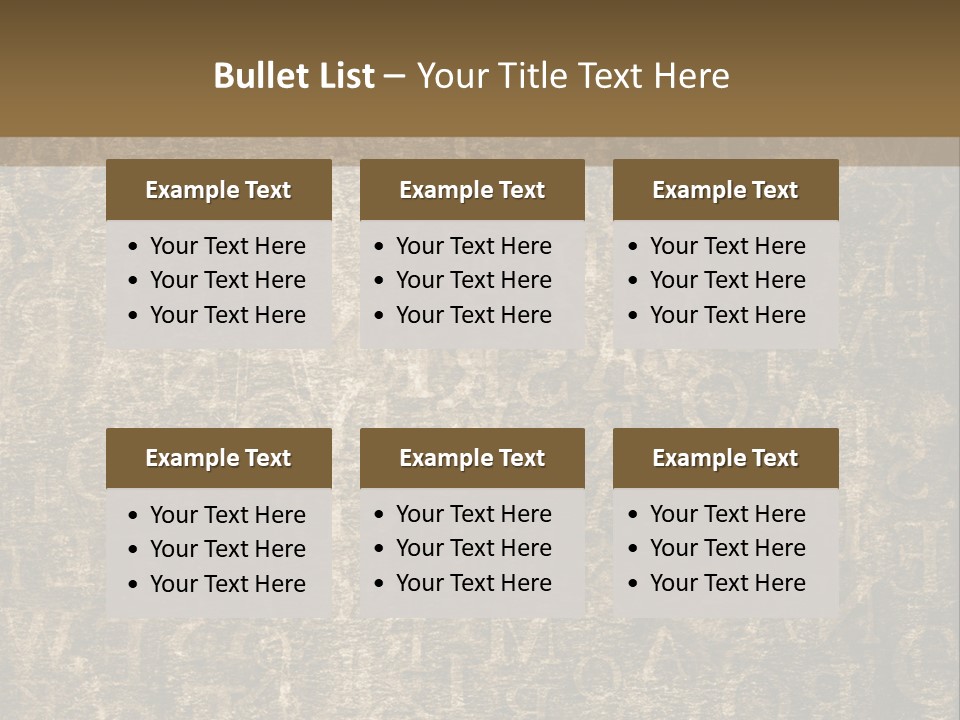 Background Brown Alphabet PowerPoint Template