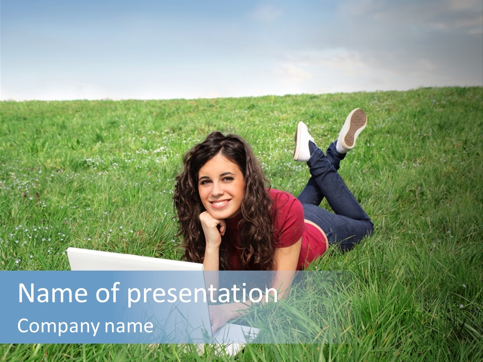 Woman Smile Field PowerPoint Template