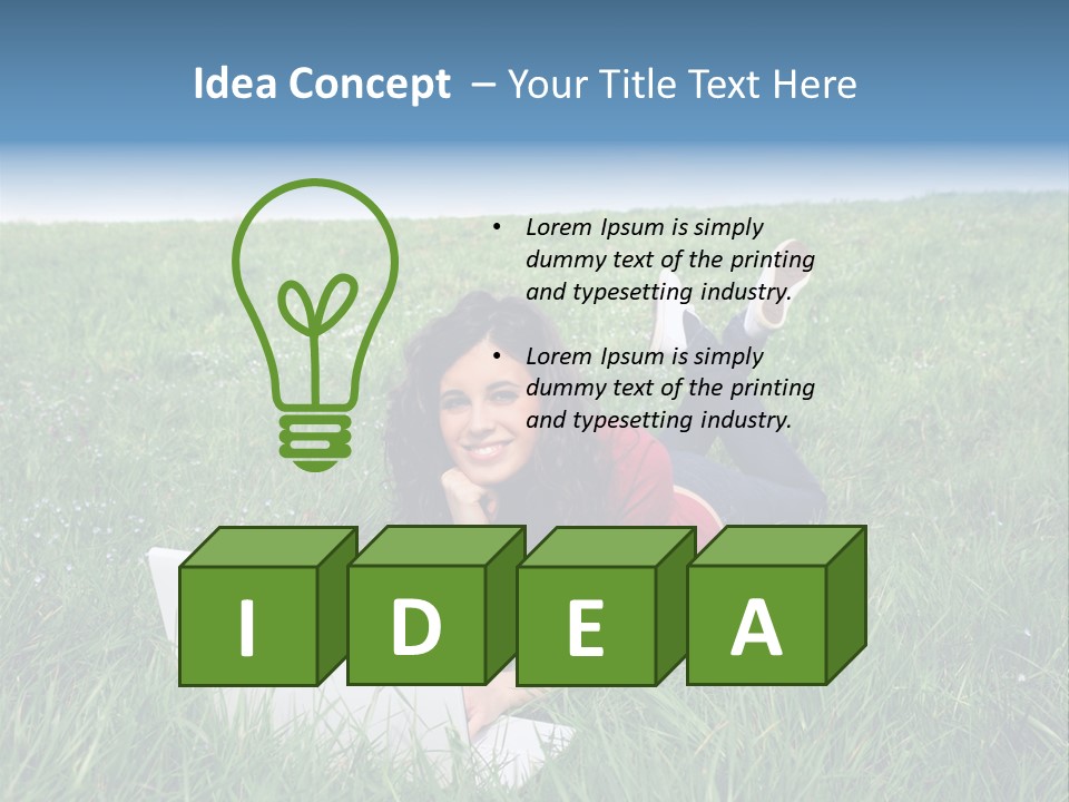 Woman Smile Field PowerPoint Template