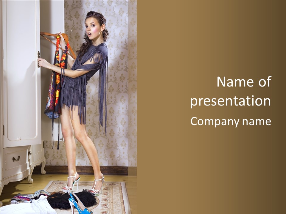 Girl Pose Thinking PowerPoint Template