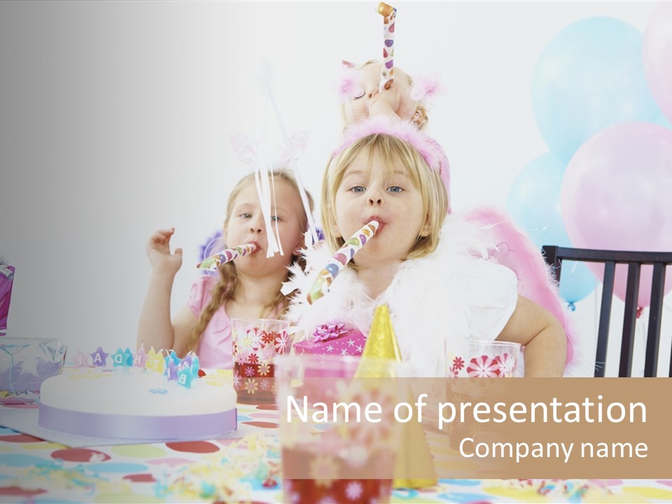 Female Party Children PowerPoint Template