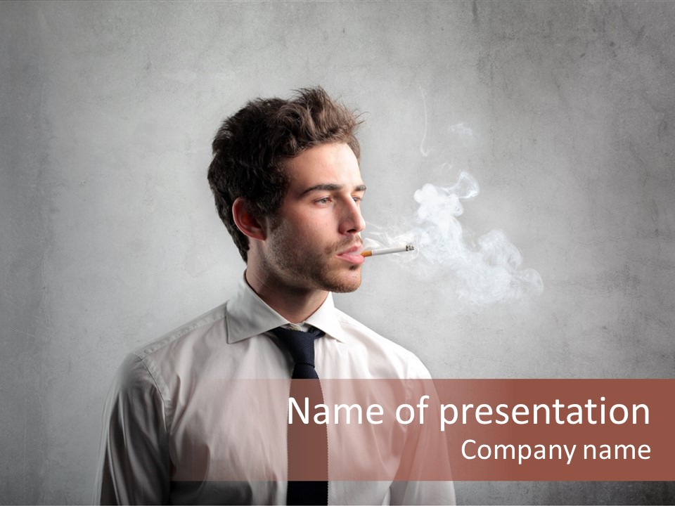 Smoke Beard Cigarette PowerPoint Template