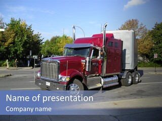 Truck Red Montreal PowerPoint Template