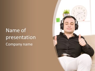 Casual Happy Earphones PowerPoint Template