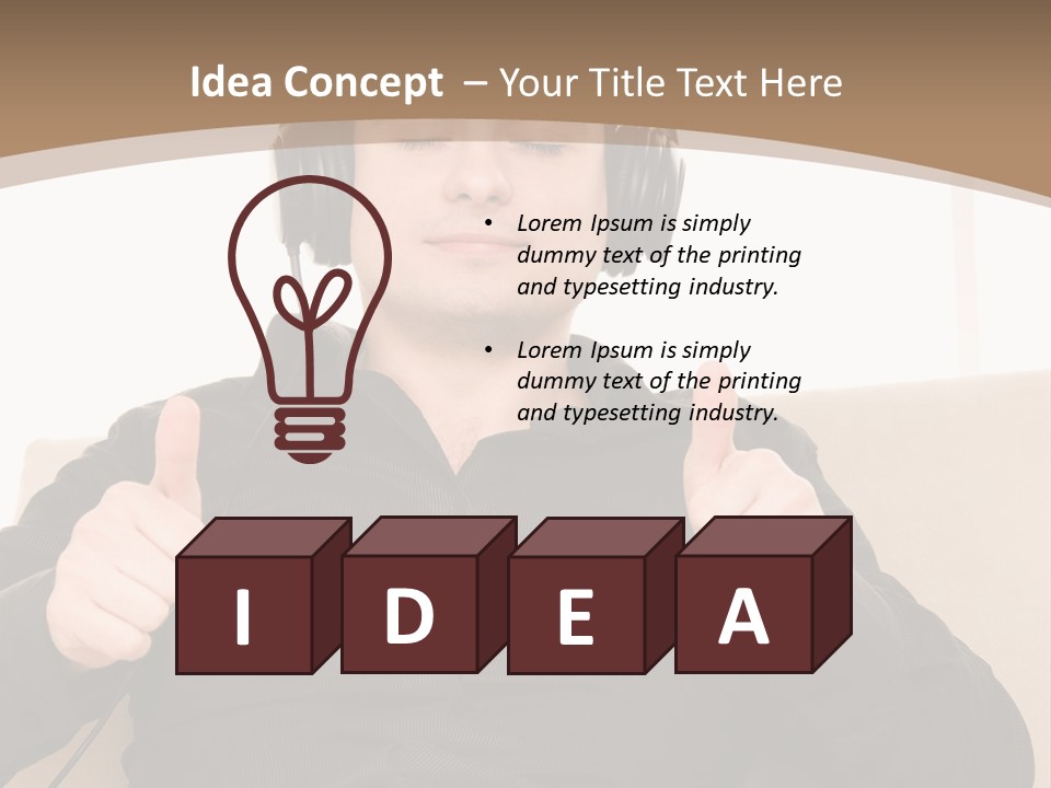 Casual Happy Earphones PowerPoint Template