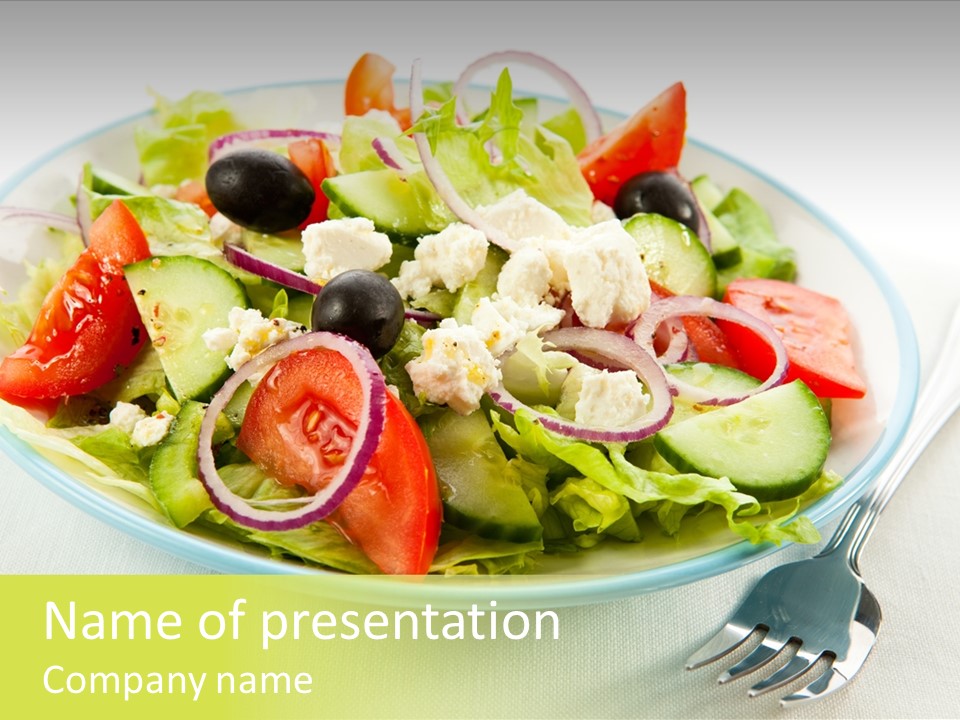 Restaurant Lettuce Fork PowerPoint Template