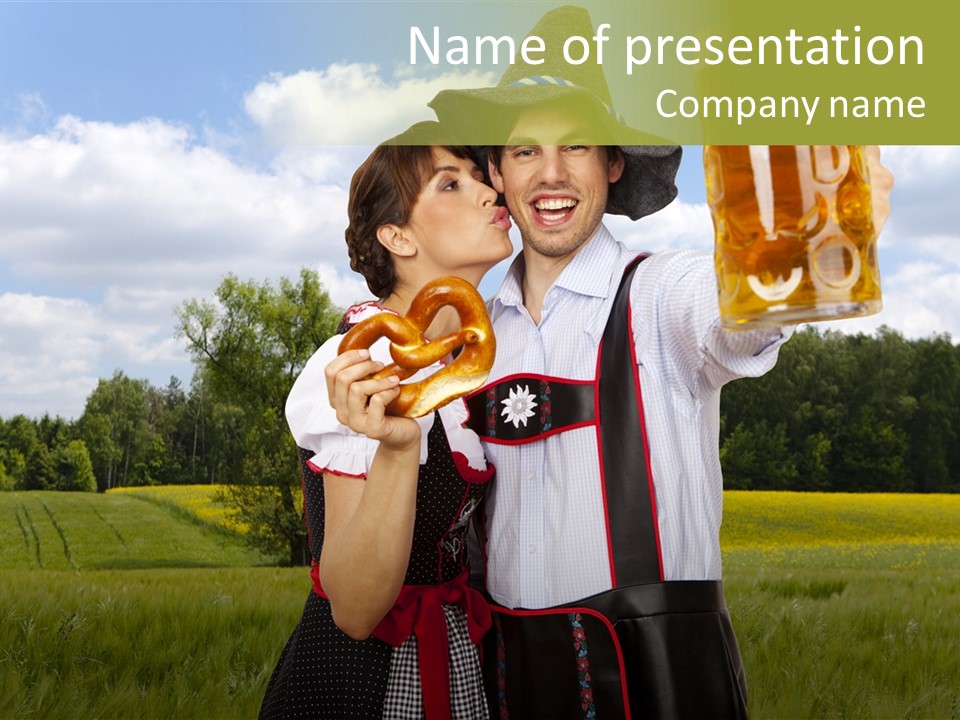 Field Couple Kiss PowerPoint Template