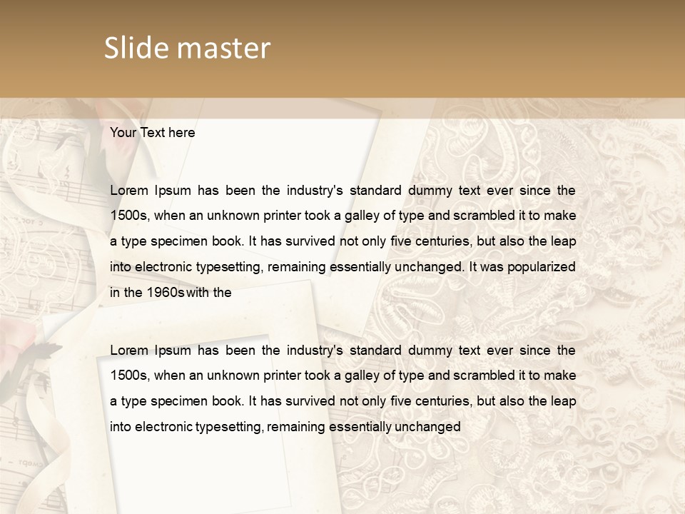 Ornamentation Lace Sepia PowerPoint Template