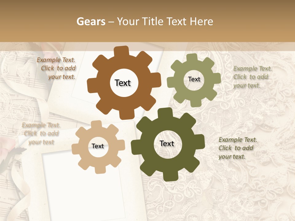 Ornamentation Lace Sepia PowerPoint Template