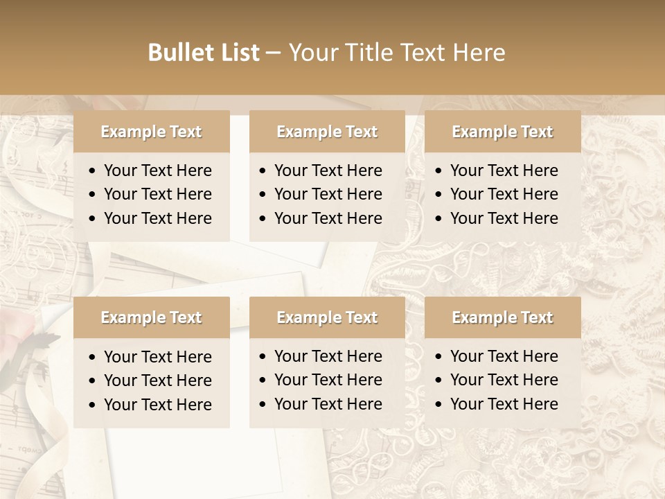 Ornamentation Lace Sepia PowerPoint Template