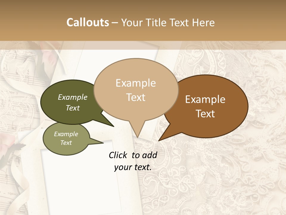 Ornamentation Lace Sepia PowerPoint Template