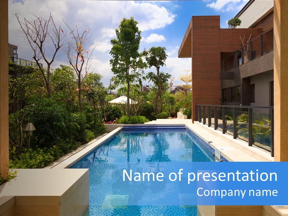 Apartment Pool Relaxation PowerPoint Template