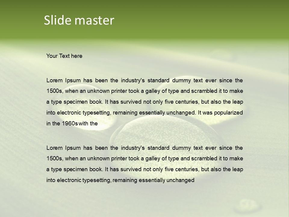 Drops Droplets Leaf PowerPoint Template
