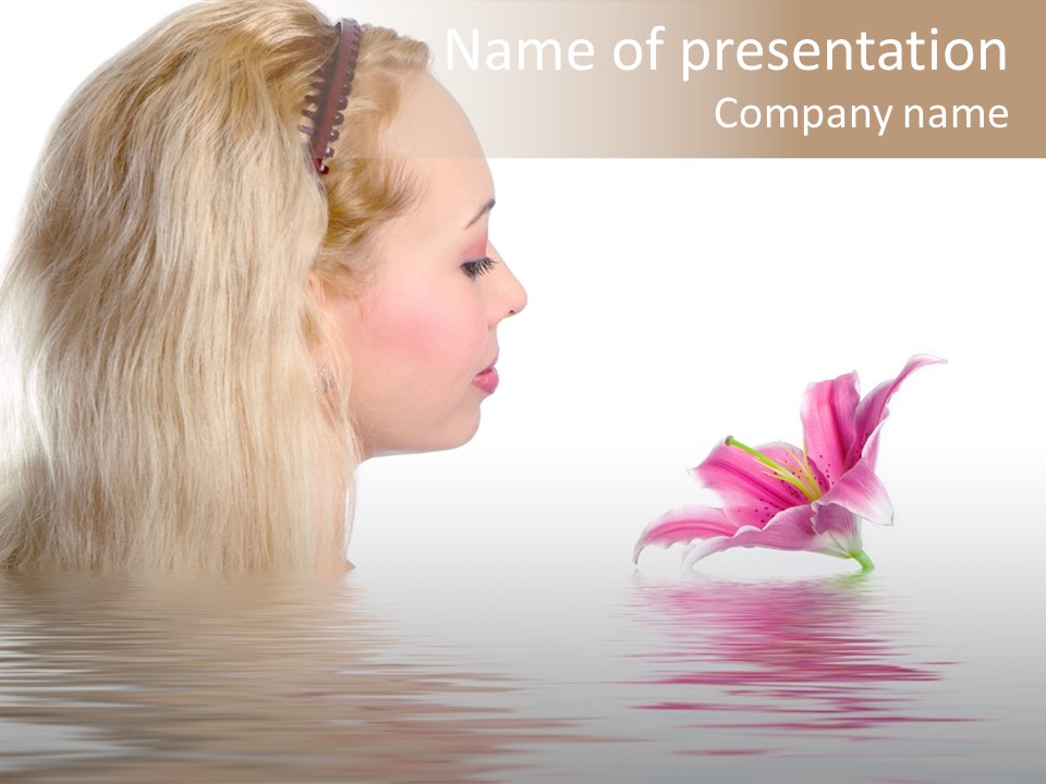 White Harmony Rose PowerPoint Template