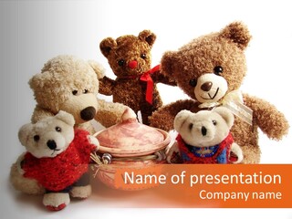 Jar Teddy Bear Honey PowerPoint Template