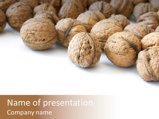 Walnut Diet Isolated On White PowerPoint Template