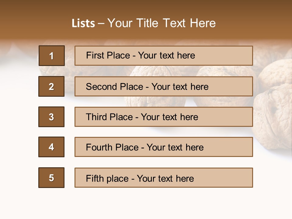 Walnut Diet Isolated On White PowerPoint Template
