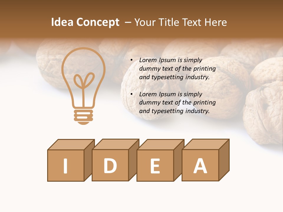 Walnut Diet Isolated On White PowerPoint Template