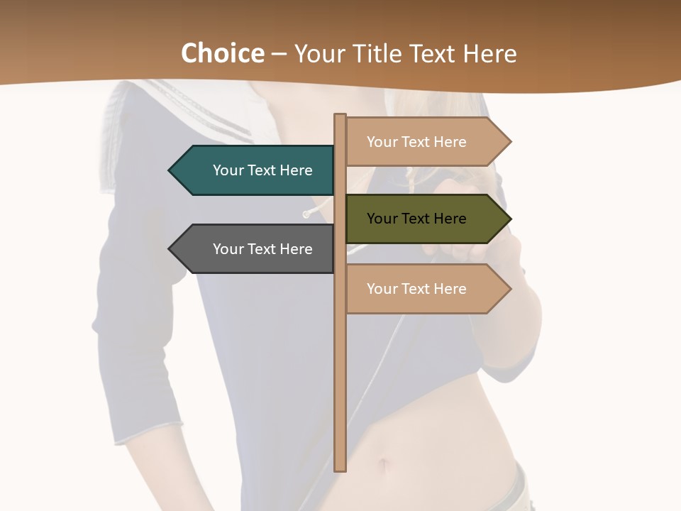 Glamourous Long Hair Head PowerPoint Template