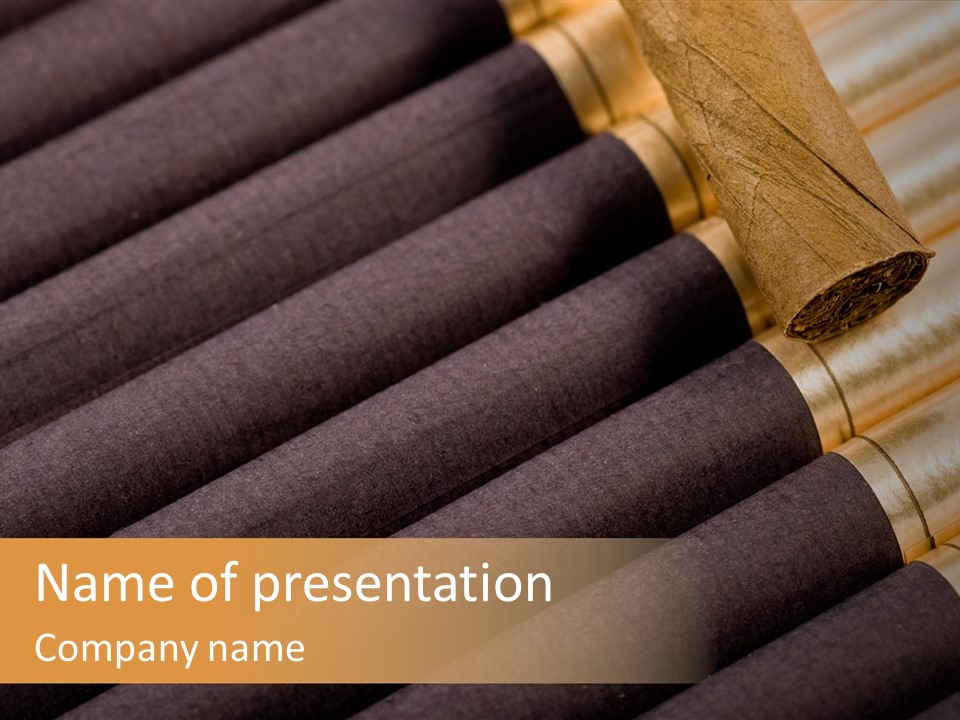 Tobacco Humidor Cigarette PowerPoint Template