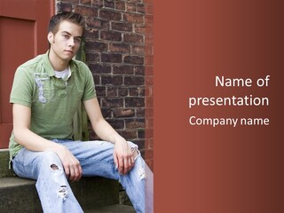 Youth Man Brick PowerPoint Template