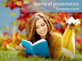 Attractive Park Woman PowerPoint Template