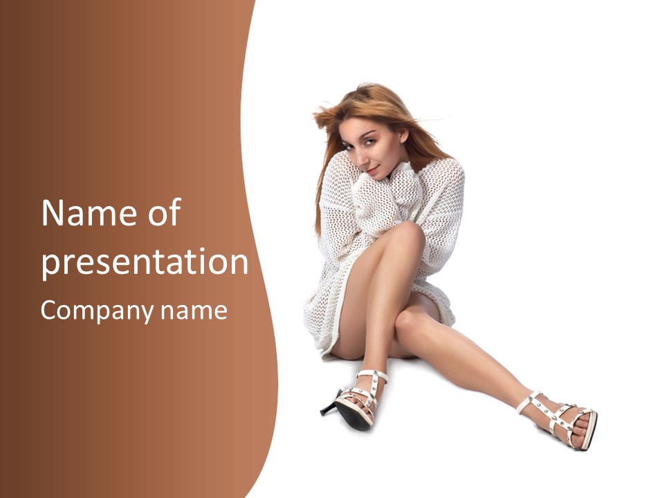 Sitting Babydoll Holding PowerPoint Template