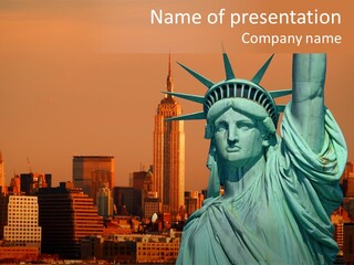 Financial Nyc Statue PowerPoint Template