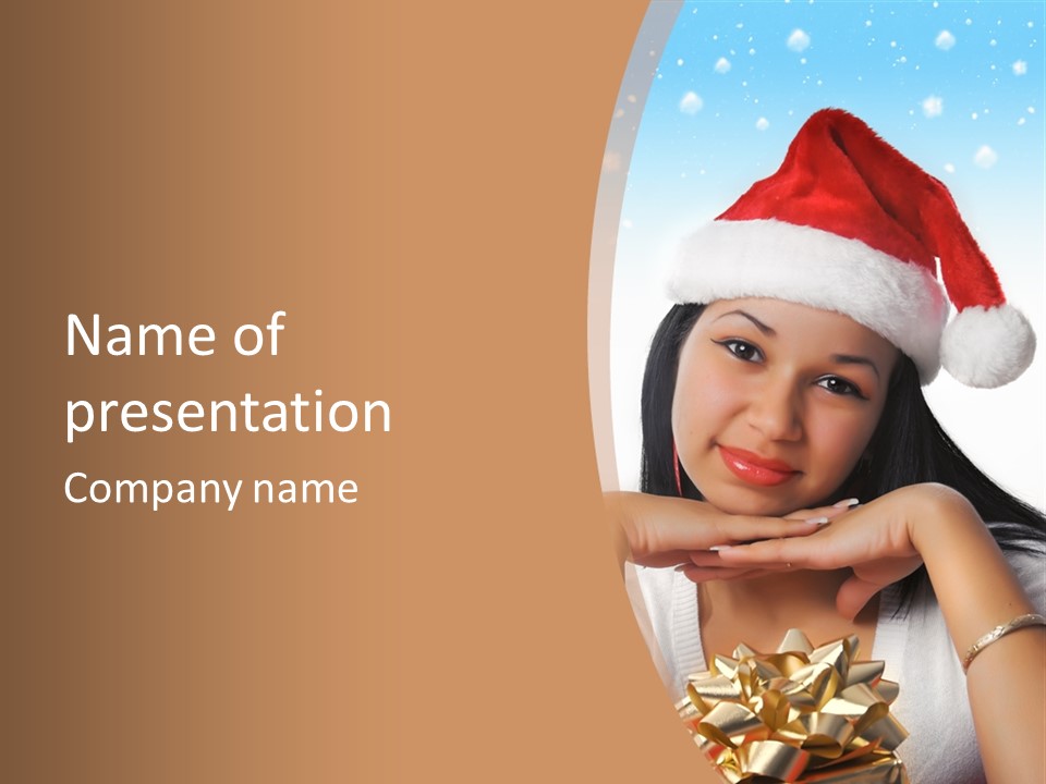 Christmas Woman Blue PowerPoint Template