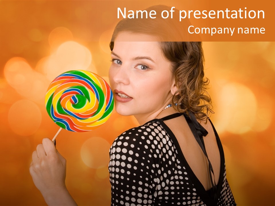 Brunette Exotic Lollipop PowerPoint Template