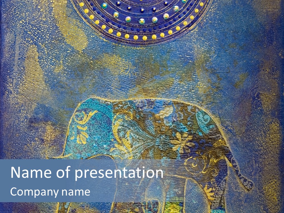 Blue Texture Elephant PowerPoint Template