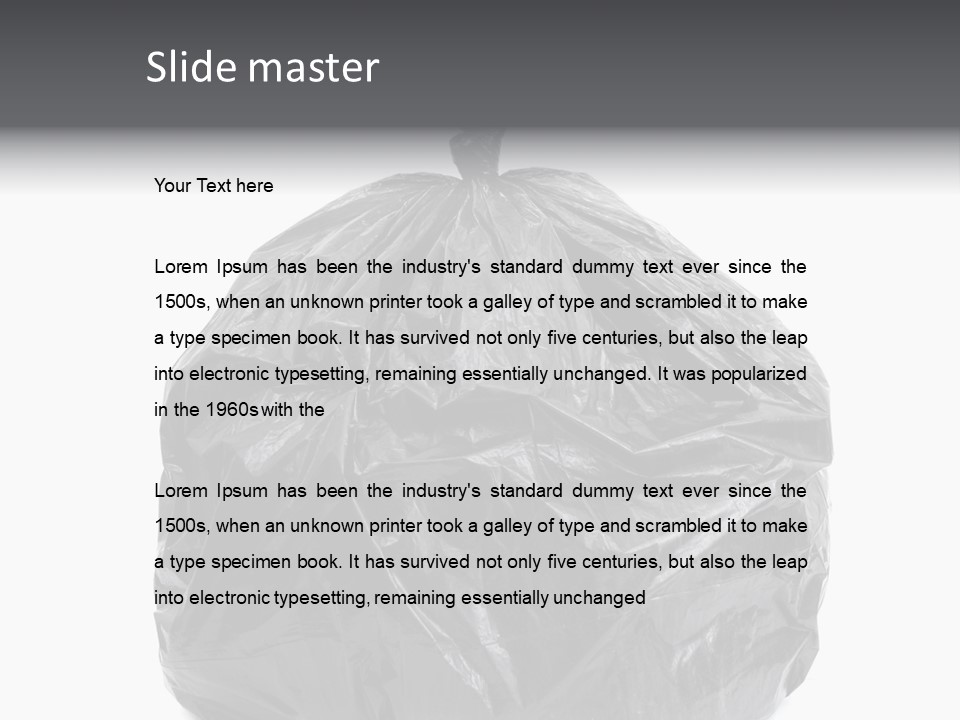 White Background Dump Bag PowerPoint Template