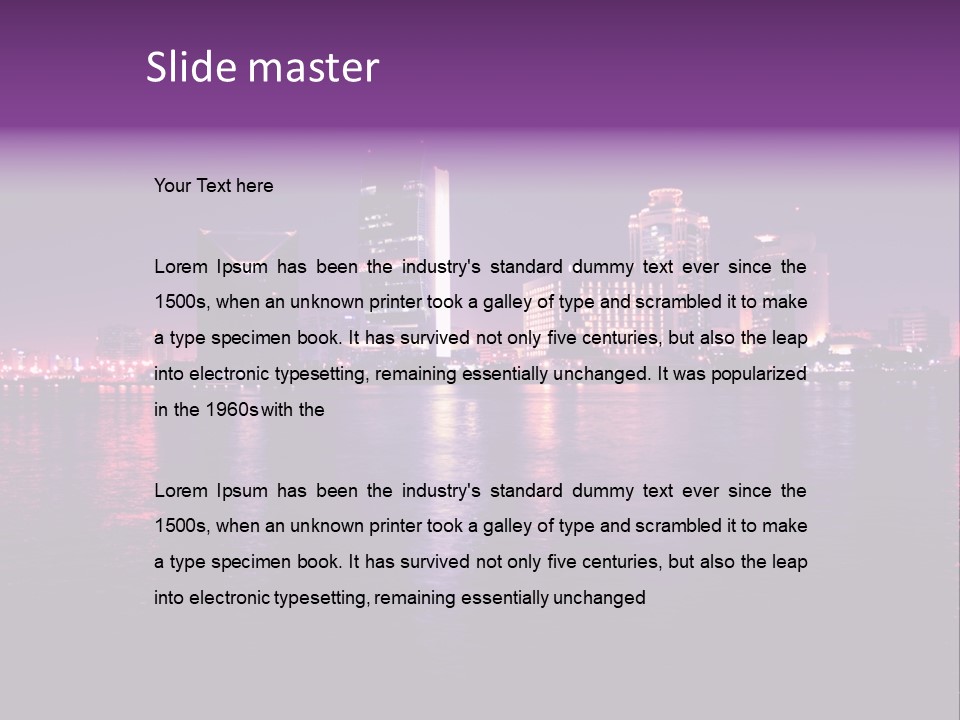 City Lights Sky Water PowerPoint Template