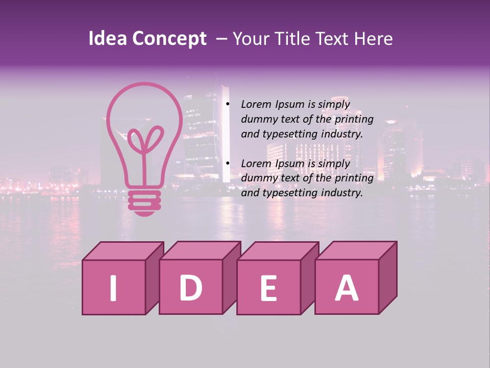 City Lights Sky Water PowerPoint Template