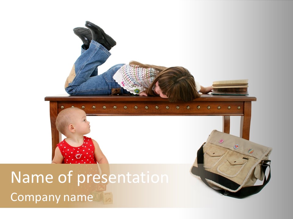 Caucasian Sibling Love PowerPoint Template