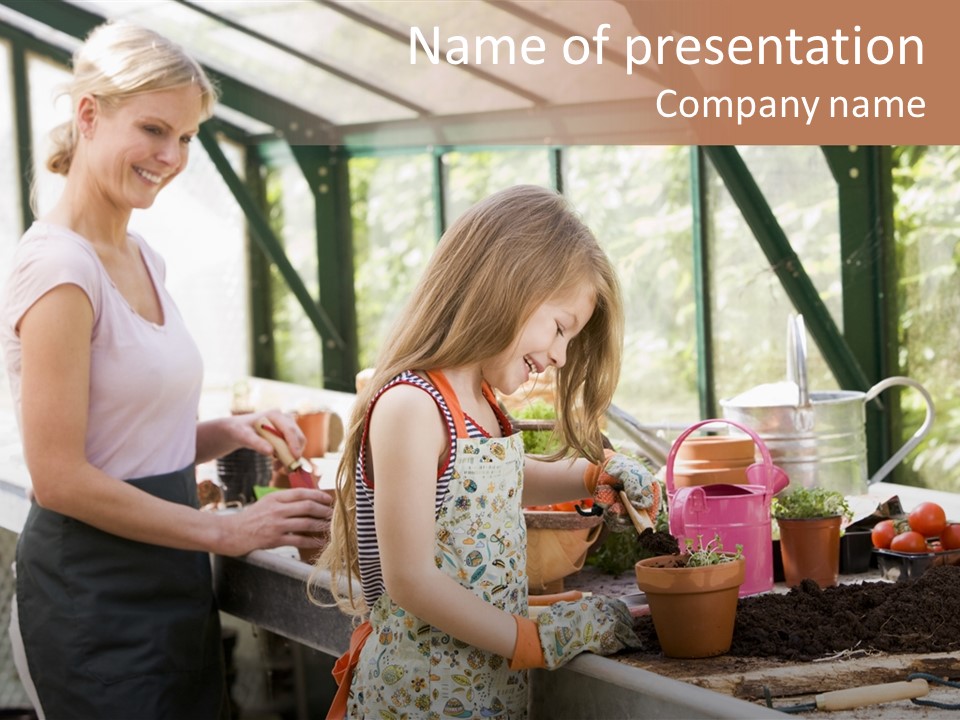 Greenhouse Planting Smile PowerPoint Template