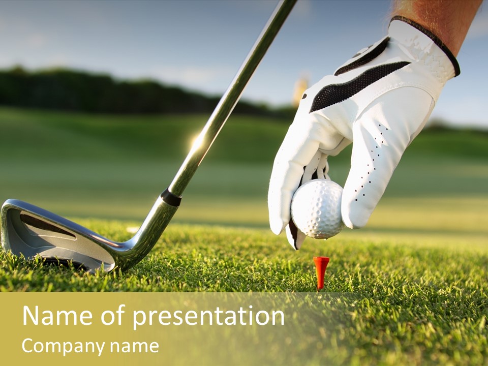 Iron Golf Ball Green PowerPoint Template