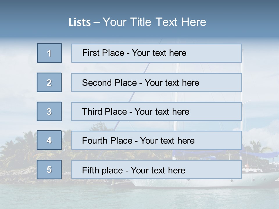 Yacht Palm Fiji PowerPoint Template