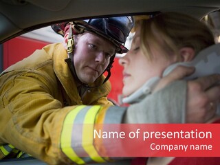 First Aid Fire Truck Hero PowerPoint Template