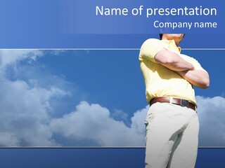 Short Hair Gesturing Shirts PowerPoint Template