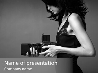 Woman Lovely Camera PowerPoint Template