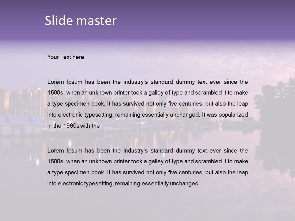 Marina Morning Night Ocean Office Park Port Reflection Clouds Cloudscape Skyscrapers PowerPoint Template