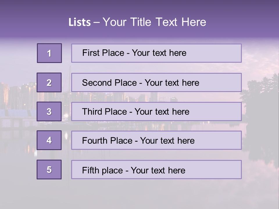 Marina Morning Night Ocean Office Park Port Reflection Clouds Cloudscape Skyscrapers PowerPoint Template