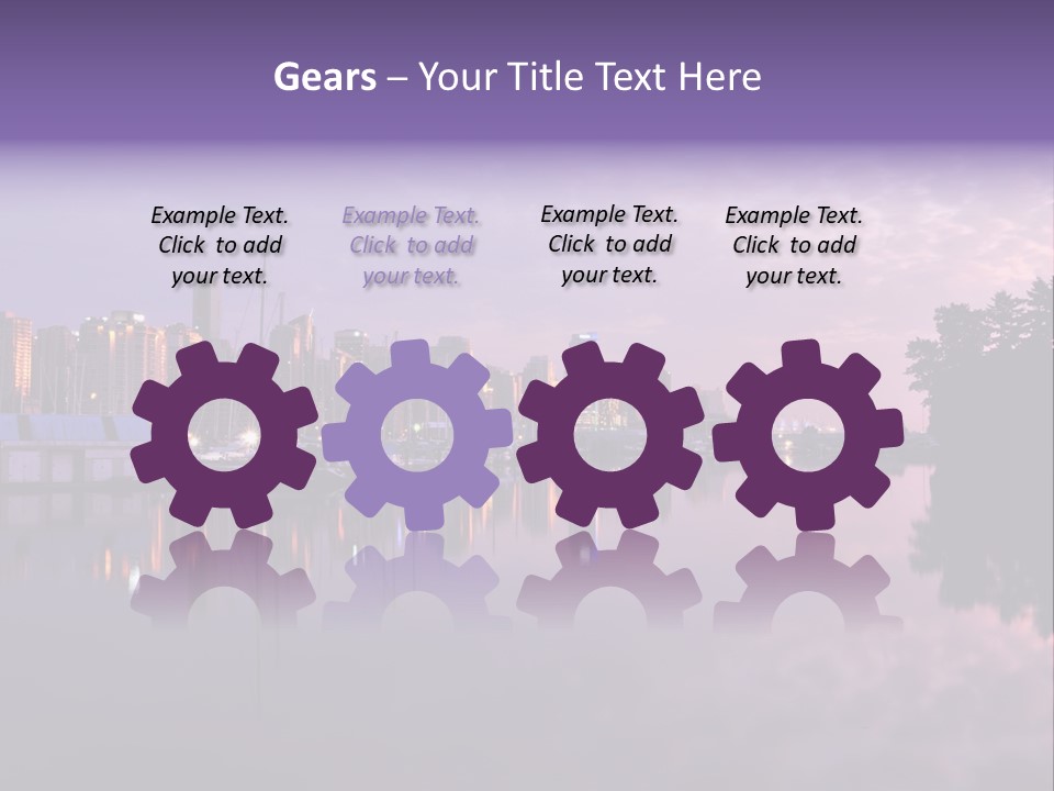 Marina Morning Night Ocean Office Park Port Reflection Clouds Cloudscape Skyscrapers PowerPoint Template