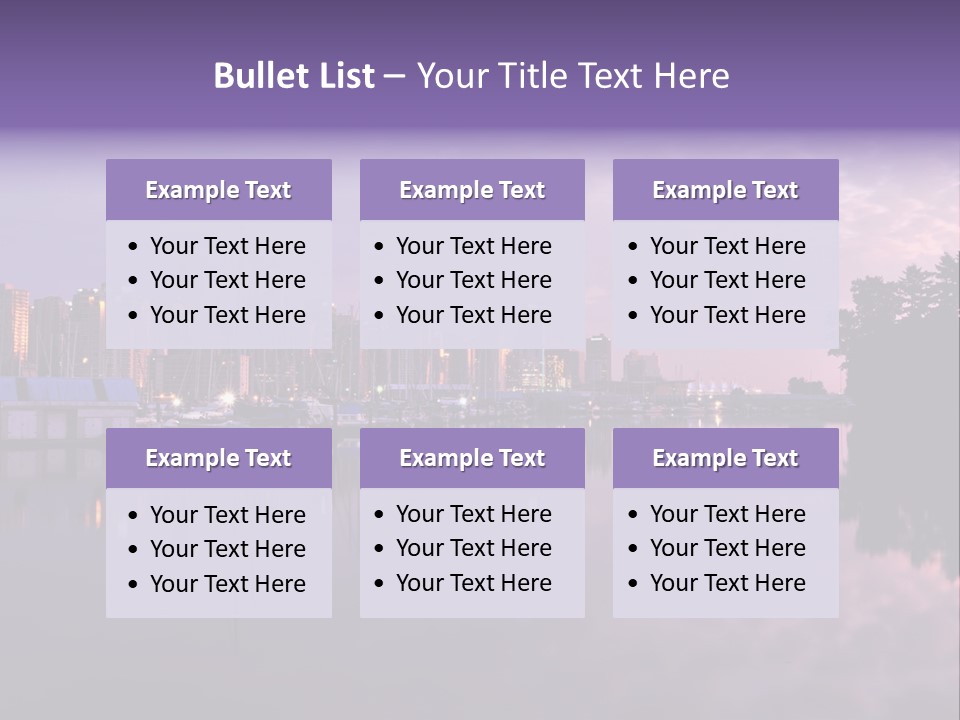 Marina Morning Night Ocean Office Park Port Reflection Clouds Cloudscape Skyscrapers PowerPoint Template