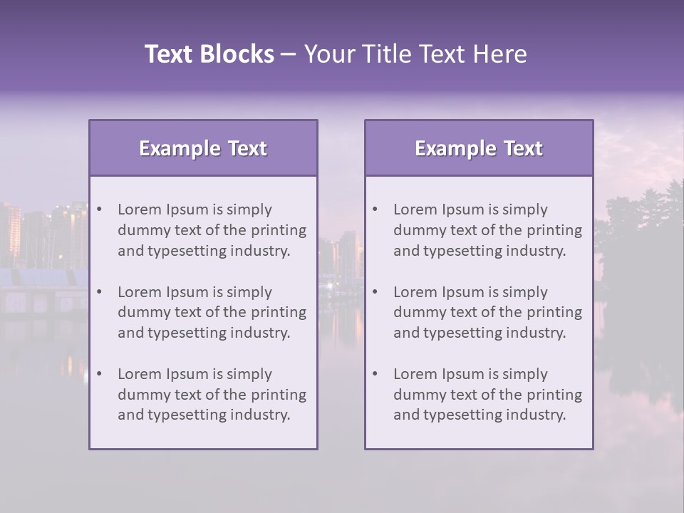Marina Morning Night Ocean Office Park Port Reflection Clouds Cloudscape Skyscrapers PowerPoint Template